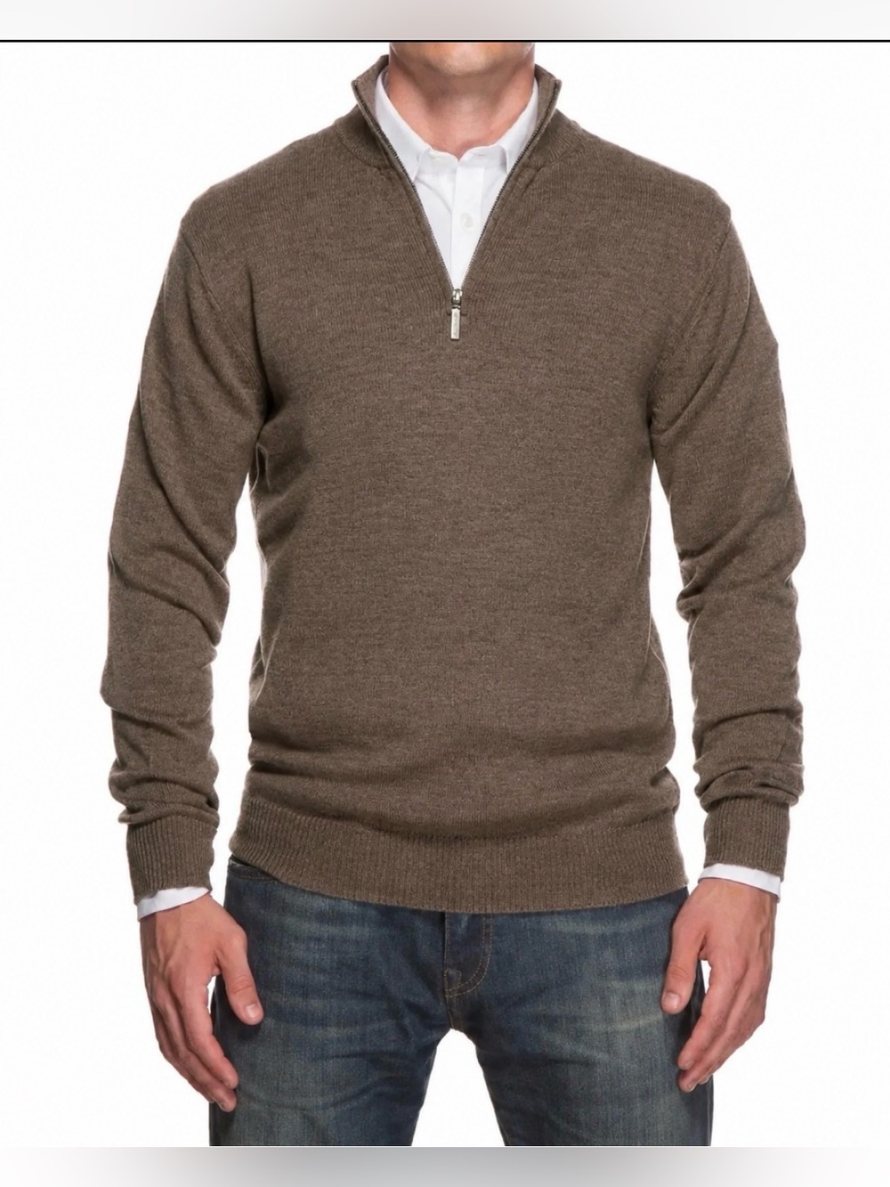 Jeremy Argyle Merino Wool Quarter Zip Men’s Sweater Brown Size M Casual Preppy
